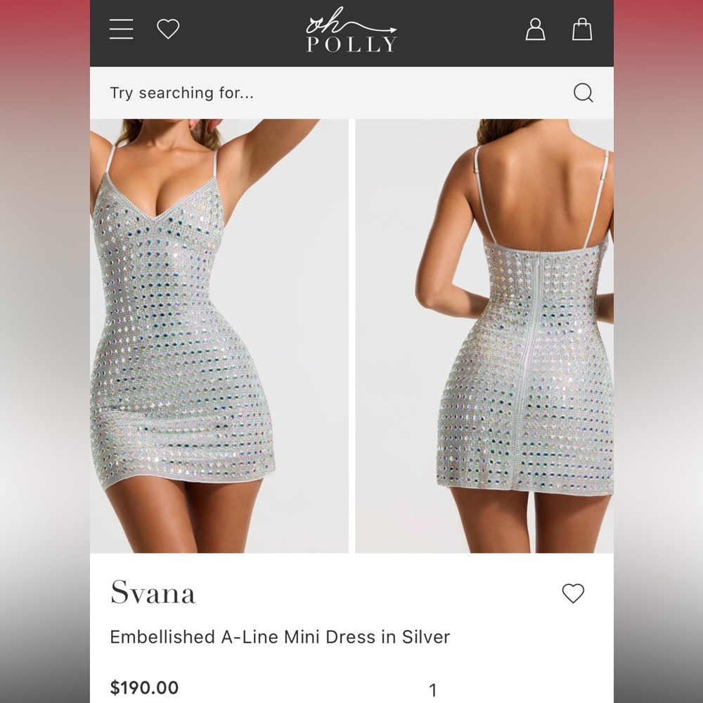 Oh Polly Silver Embellished A-Line Mini Dress SVANA
